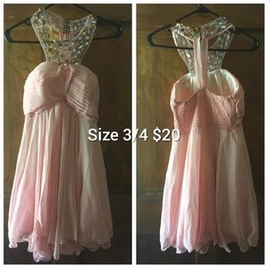 Homecoming dress, size 3/4. Pink with gold and silver jewels. Worn once.
